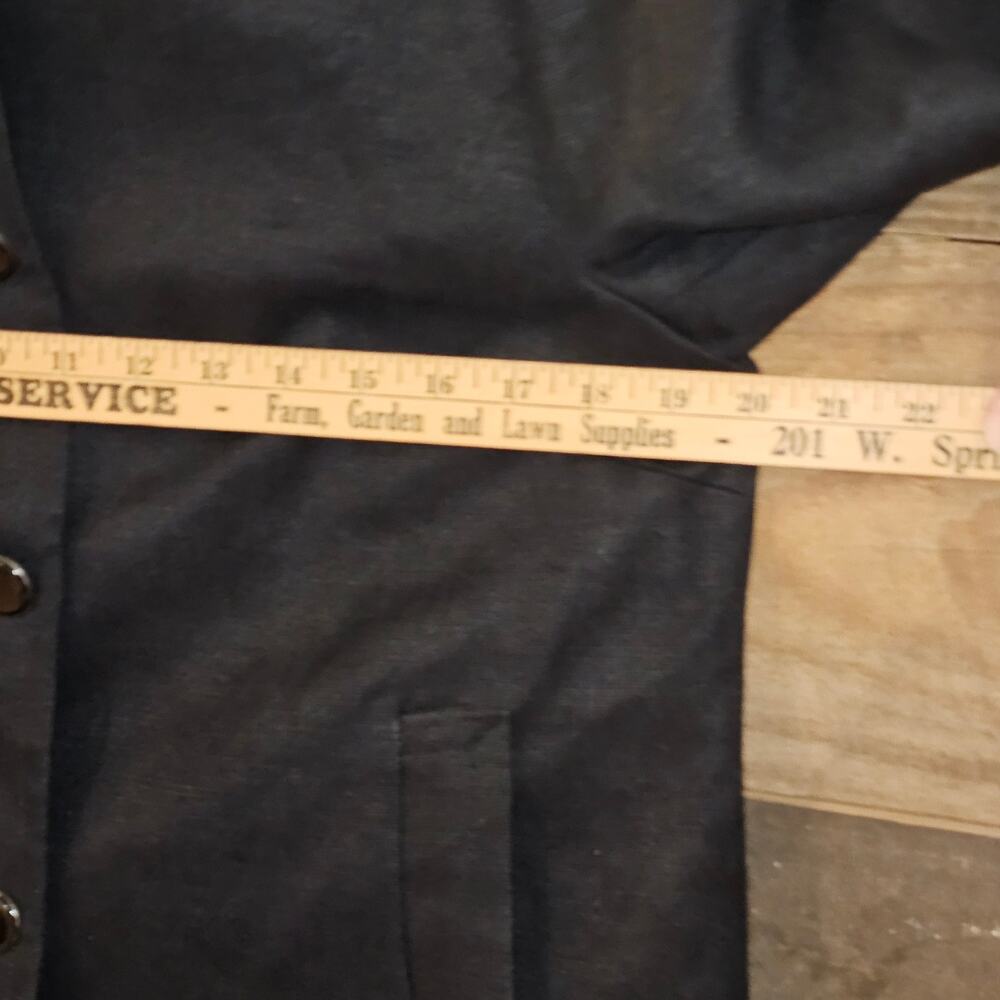 Talbots Solid Black Linen Collarless Button Front… - image 3